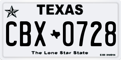 TX license plate CBX0728