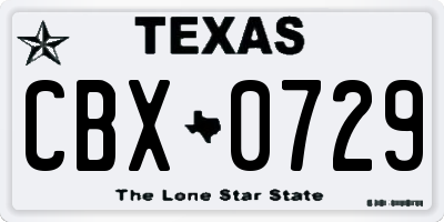 TX license plate CBX0729