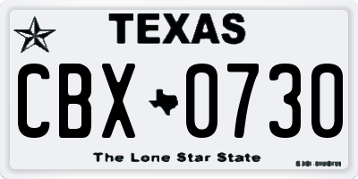 TX license plate CBX0730