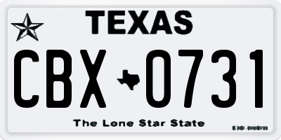 TX license plate CBX0731