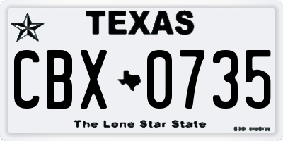 TX license plate CBX0735