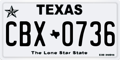 TX license plate CBX0736