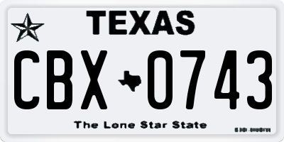 TX license plate CBX0743
