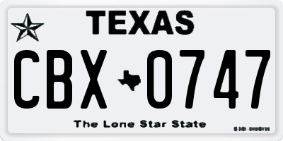 TX license plate CBX0747