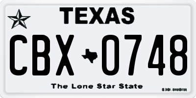 TX license plate CBX0748