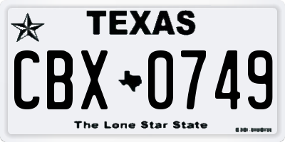 TX license plate CBX0749
