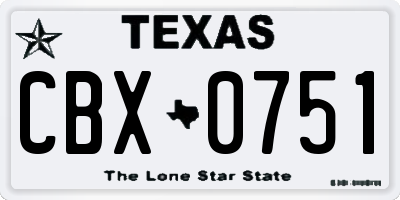 TX license plate CBX0751