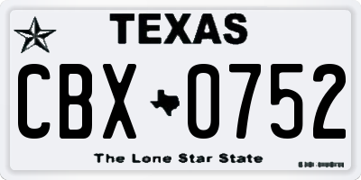 TX license plate CBX0752