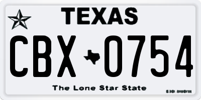 TX license plate CBX0754