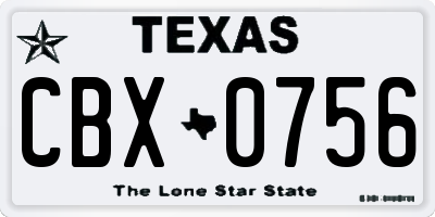 TX license plate CBX0756
