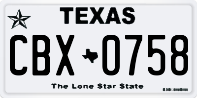TX license plate CBX0758