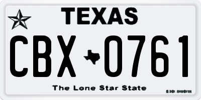 TX license plate CBX0761