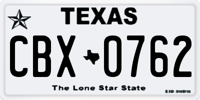 TX license plate CBX0762