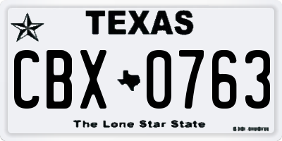 TX license plate CBX0763