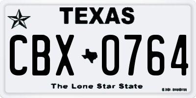 TX license plate CBX0764