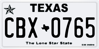 TX license plate CBX0765