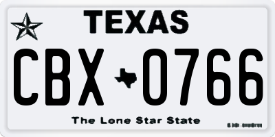 TX license plate CBX0766
