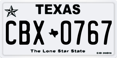 TX license plate CBX0767