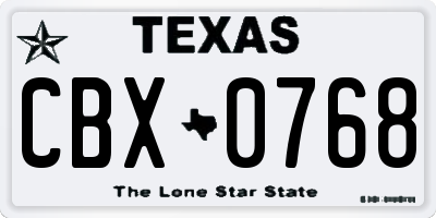 TX license plate CBX0768