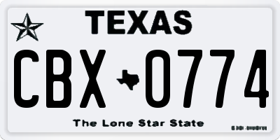 TX license plate CBX0774