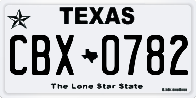 TX license plate CBX0782