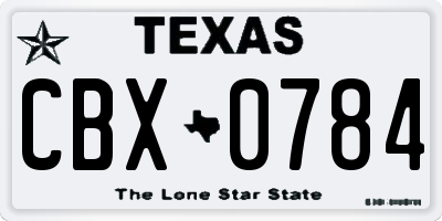 TX license plate CBX0784