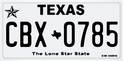 TX license plate CBX0785