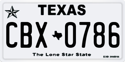 TX license plate CBX0786