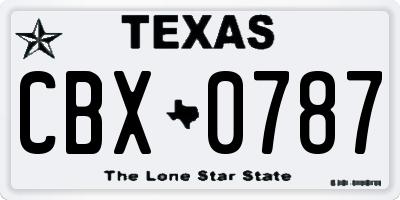 TX license plate CBX0787