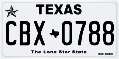 TX license plate CBX0788