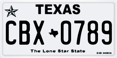 TX license plate CBX0789