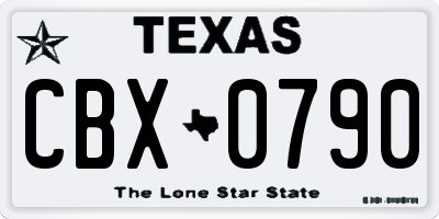 TX license plate CBX0790