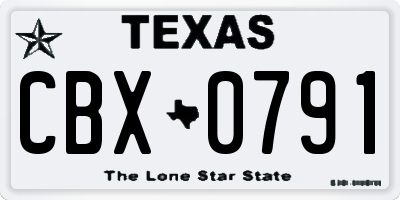 TX license plate CBX0791