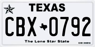 TX license plate CBX0792