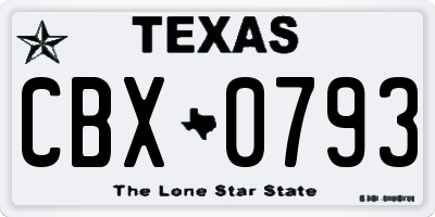 TX license plate CBX0793