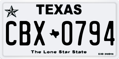 TX license plate CBX0794