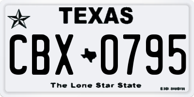 TX license plate CBX0795