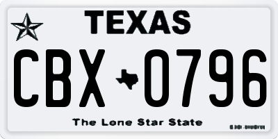TX license plate CBX0796