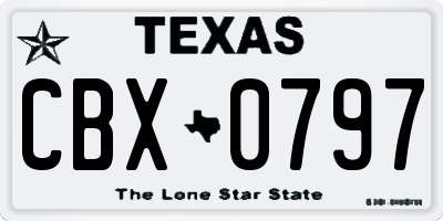 TX license plate CBX0797