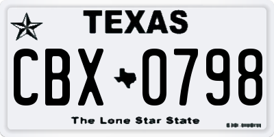 TX license plate CBX0798