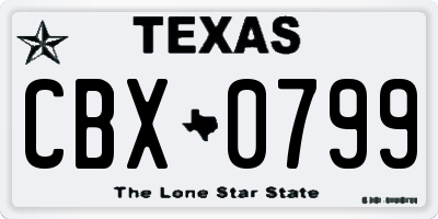 TX license plate CBX0799