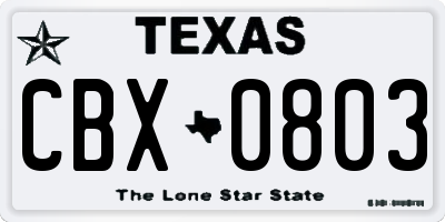 TX license plate CBX0803
