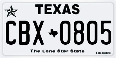 TX license plate CBX0805