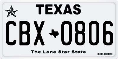 TX license plate CBX0806