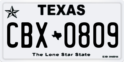 TX license plate CBX0809