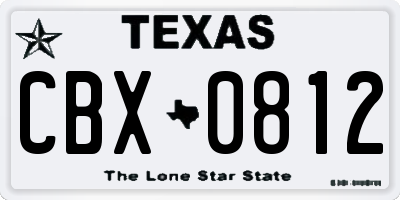 TX license plate CBX0812