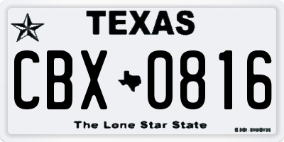 TX license plate CBX0816