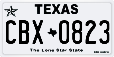 TX license plate CBX0823