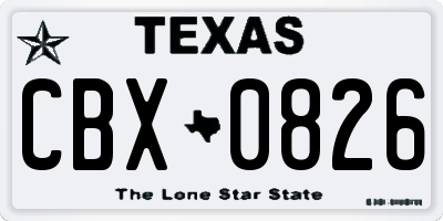 TX license plate CBX0826