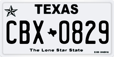 TX license plate CBX0829